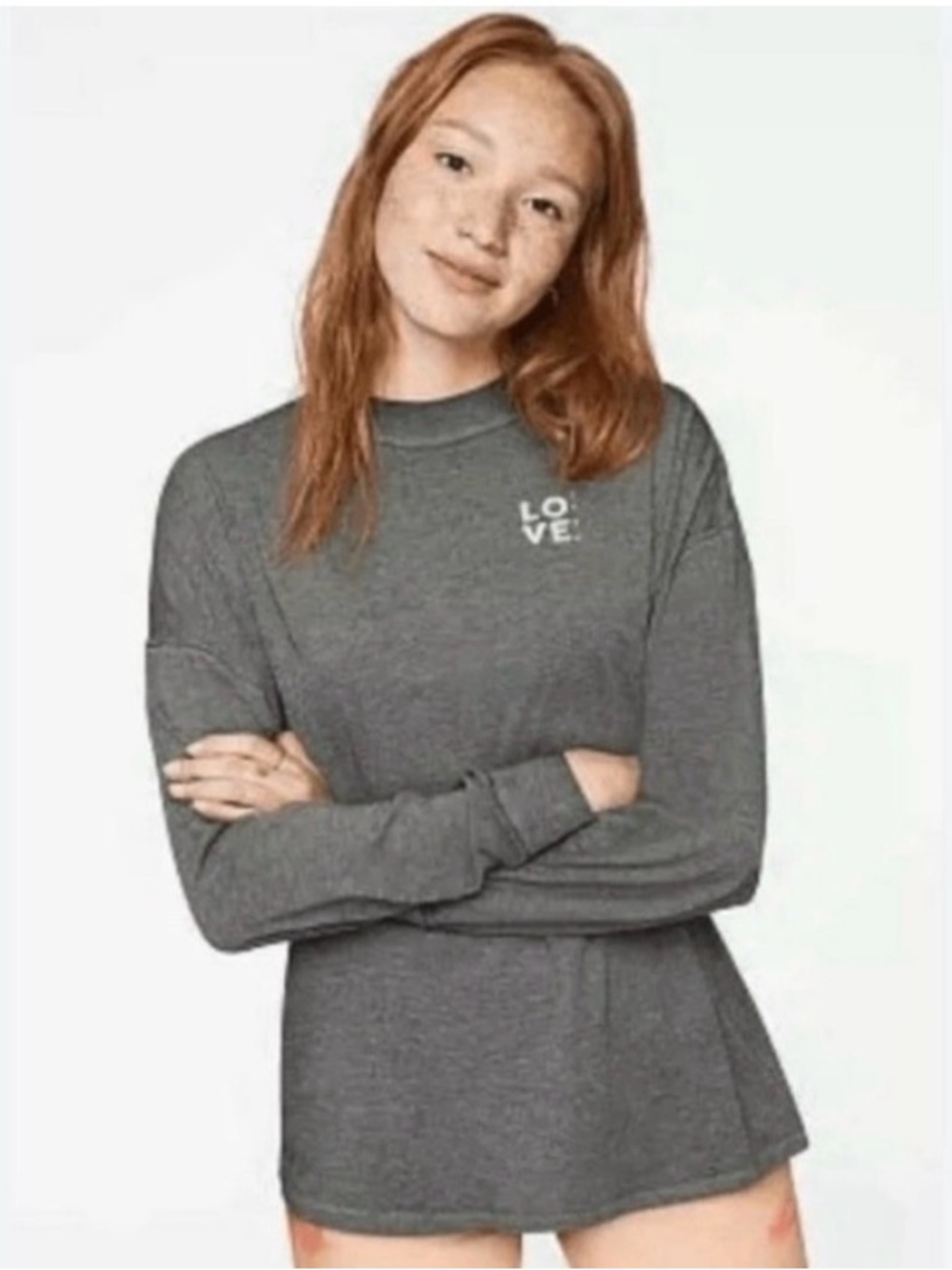 Victorias Secret Pink Gray Long Sleeve Top Size Small
